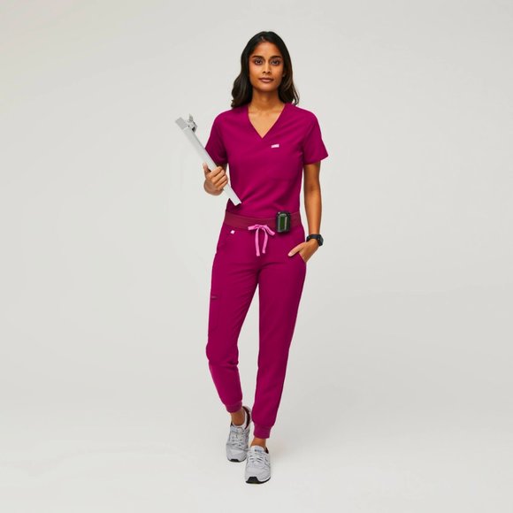 FIGS Women's Dark Magenta Catarina Scrub Top - Picture 1 of 2